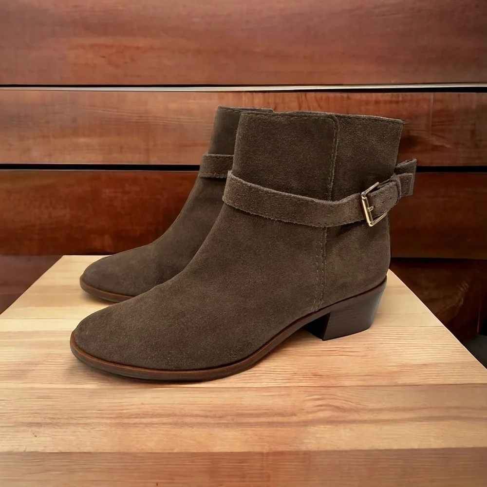 kate spade new york Ankle Booties - Taley Bow Brown Suede size 7.5 M